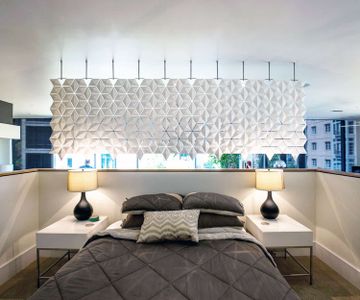Facet hanging room divider 340 x 108cm in White by Bloomming