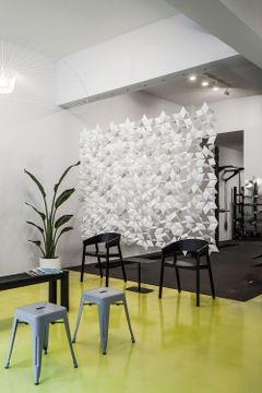 Facet hanging room divider 272 x 217cm in White by Bloomming