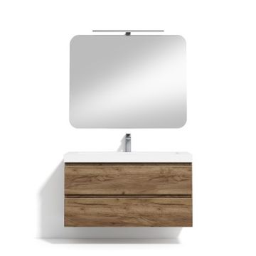 Mueble de baño suspendido KLIMT con encimera Suri resin stone by Blubbain