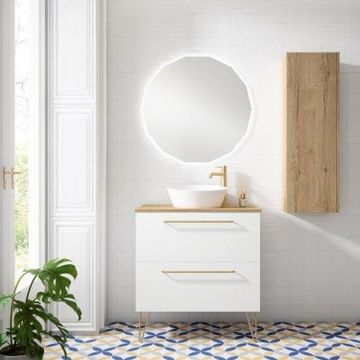 Mueble de baño suspendido TWIST con encimera madera by Blubbain