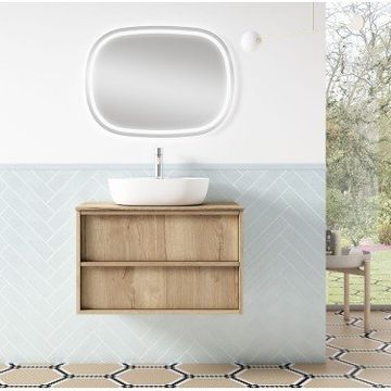 NICOL Wall-hung Bathroom Vanity with wood countertop by Blubbain