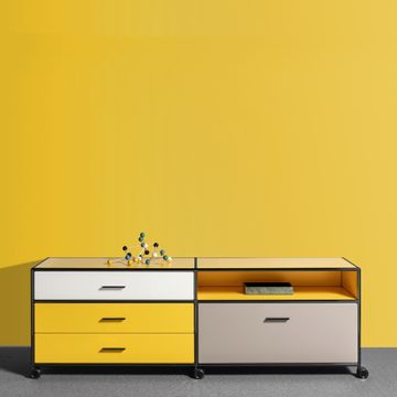 Room divider with shelf by Bosse