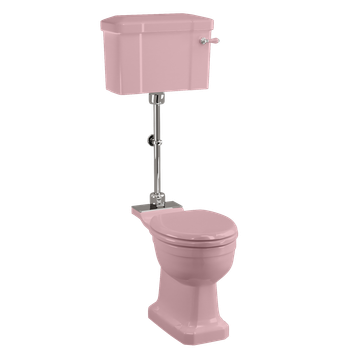 Bespoke Confetti Pink Standard Medium Level WC with 520 Lever Cistern | SKU P5 PINK T33 CHR C1 PINK | Burlington Bathrooms by Burlington