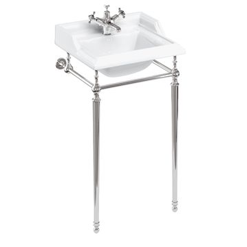 Classic 510mm Basin with Chrome Washstand (1 tap hole & chrome wash stand) | SKU B20 1TH T52 CHR | Burlington Bathrooms by Burlington