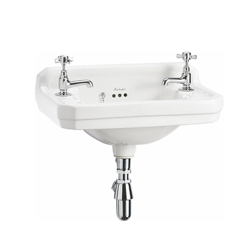 Edwardian 51cm Cloakroom Basin (White with 2 tap holes) | SKU B8 2TH   | Burlington Bathrooms by Burlington