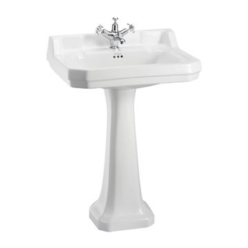 Edwardian 62cm Basin with Regal Pedestal (with 1 tap hole) | SKU B5 1TH P9 | Burlington Bathrooms by Burlington
