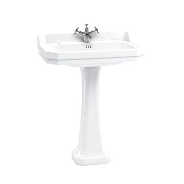 Edwardian 80cm Basin with Classic Pedestal (with 1 tap hole) in Basins | SKU P6 B18 1TH | Burlington Bathrooms by Burlington