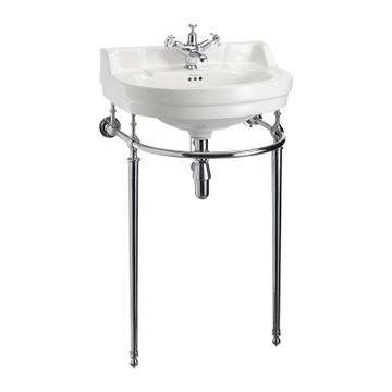 Edwardian Round 56cm Basin & Basin Stand (1 tap hole & chrome wash stand) in Basins | SKU B6 1TH T24A CHR | Burlington Bathrooms by Burlington