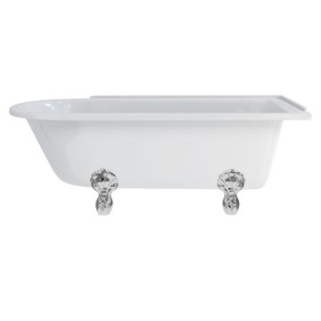Hampton 170cm Right Handed Showering Bath with Luxury Feet (Right Hand with Luxury Claw feet in Chrome) | SKU E14 L1C | Burlington Bathrooms by Burlington