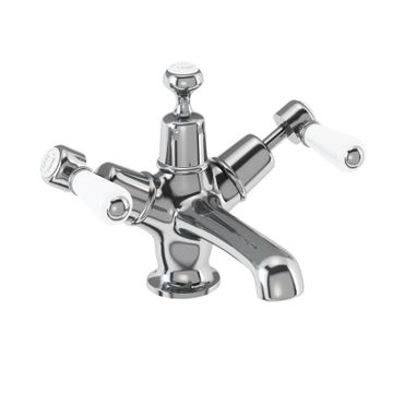 Kensington Basin Mixer with Click-Clack Waste (Quarter turn with White accent) | SKU KE6 | Burlington Bathrooms by Burlington