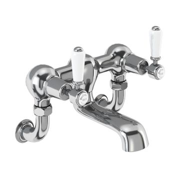 Kensington Bath Filler Wall Mounted (Quarter turn with White accent) | SKU KE24 | Burlington Bathrooms by Burlington
