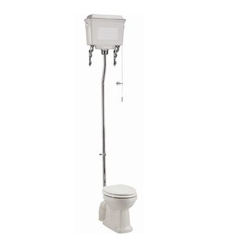 Standard High Level WC with Dual Flush White Aluminium Cistern (Standard High Level WC with Dual Flush White Aluminium Cistern) | SKU P2 T30 CHR T59 WHI | Burlington Bathrooms by Burlington