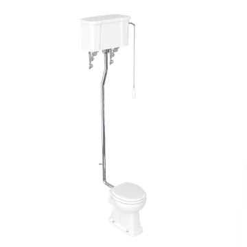 Standard High Level WC with Single Flush Ceramic Cistern (With Chrome Flush Kit) | SKU P2 T30 CHR C28S | Burlington Bathrooms by Burlington