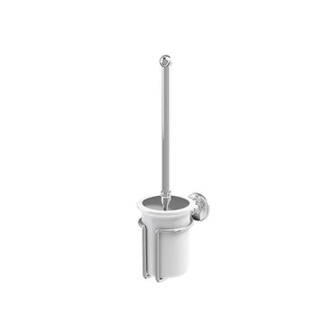 WC Brush Holder (Chrome with White accent) in Accessories | SKU A8 CHR | Burlington Bathrooms by Burlington