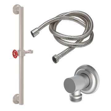 30" Grab Bar Handshower Kit - Red Wheel Handle with Concave Base by California Faucets