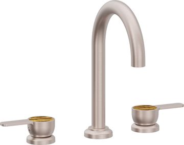 8" Widespread Lavatory Faucet with ZeroDrain - High Spout, with Tiger Eye Gemstone Handle Cap by California Faucets