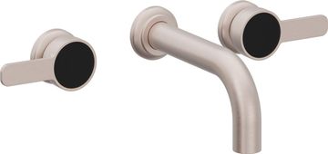 Two Handle Lavatory Wall Faucet Trim Only, with Black Glass Handle Cap by California Faucets