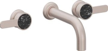 Two Handle Lavatory Wall Faucet Trim Only, with Black Marble Handle Cap by California Faucets