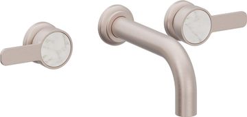 Two Handle Lavatory Wall Faucet Trim Only, with White Marble Handle Cap by California Faucets