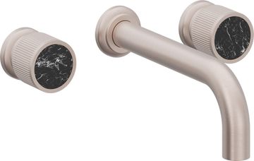 Two Handle Lavatory Wall Faucet Trim Only, with Black Marble Handle Cap by California Faucets