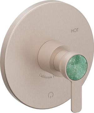 Pressure Balance Trim Only, with Green Aventurine Gemstone Handle Cap by California Faucets