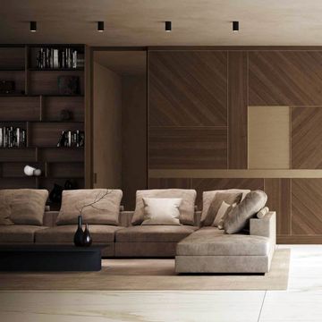 Equipped wood wall panels by CARMINATI SERRAMENTI