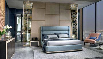 GALILEO - Fabric double bed with high headboard by Carpanelli - view 3