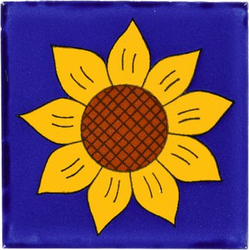 Talavera Ceramic Flower Tile: Sunflower 1 by Casatile