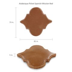 8.125 x 8.875 Sealed Arabesque Picket - Spanish Mission Red Floor Tile by Casatile - view 4