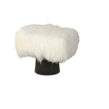 Pompidou Italian Mongolian Lamb Stool by Century Furniture