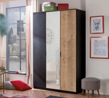 Black 3 Doors Wardrobe by Cilek