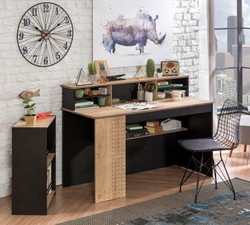 Black Large Study Desk (With Unit) by Cilek