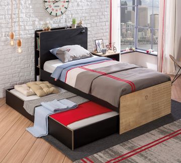 Black Pull-out Bed (90x190 cm) by Cilek