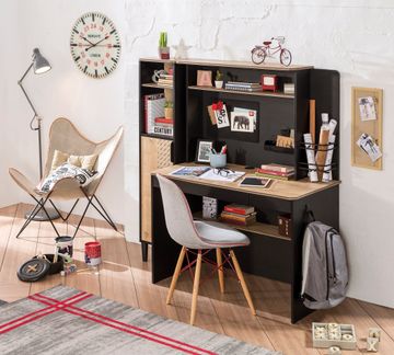 Black Small Study Desk With Unit by Cilek