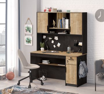 Black Study Desk (With Unit) by Cilek