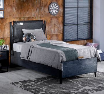 Dark Metal Line Bed With Base by Cilek