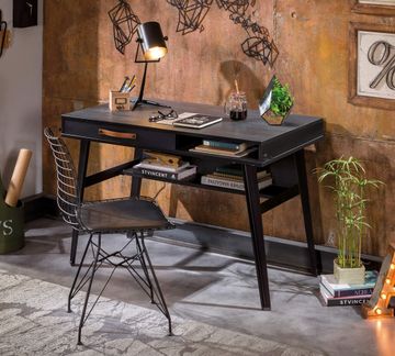 Dark Metal Line Study Desk by Cilek