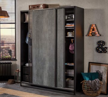 Dark Metal Sliding Wardrobe by Cilek
