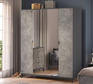 Space Gray 4 Doors Wardrobe by Cilek