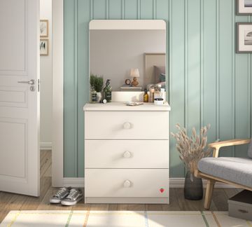 Varia Cream Line Mirrored Dresser by Cilek