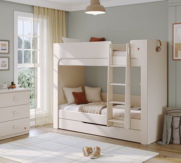 Varia Cream Small Bunk Bed (With Pull-out Drawer) by Cilek