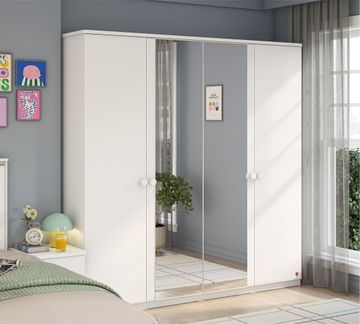 Varia White 4 Doors Wardrobe by Cilek