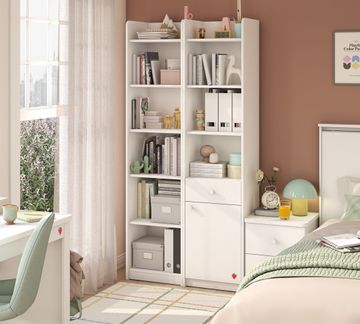 Varia White Bookcase With Drawer by Cilek