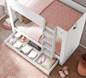 Varia White Bunk Bed Under-Drawer With Partitions by Cilek