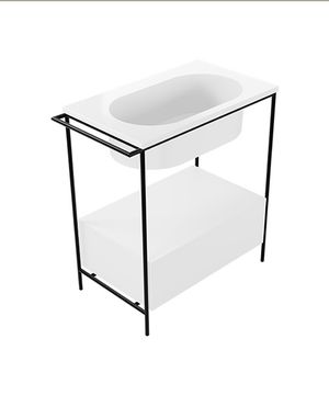 Struttura 86x48xh90 cm nero matt reversibile dx/sx con portasciugamani e cassetto per lavabo da 80 cm by COLAVENE