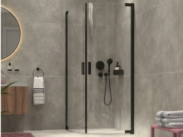 AVENUE - Semicircular glass shower cabin with hinged door by Coram - view 2