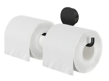 OPAL BLACK - Double stainless steel toilet roll holder by Coram - view 2