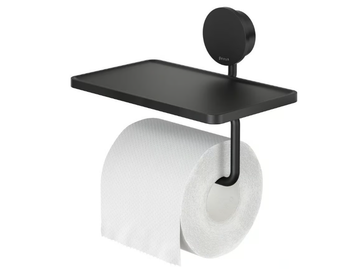 OPAL BLACK - Stainless steel toilet roll holder with shelf by Coram - view 2