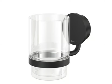 OPAL BLACK - Wall-mounted Glass and Stainless Steel toothbrush holder by Coram - view 2