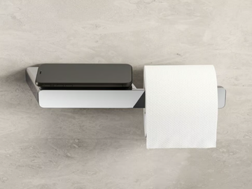 SHIFT CHROME - Metal toilet roll holder with shelf by Coram - view 3